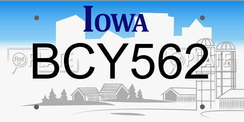 BCY562 Iowa License Plate