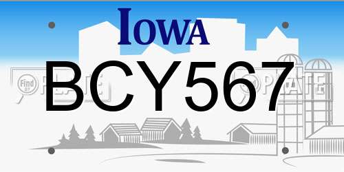 BCY567 Iowa License Plate