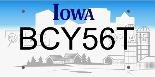BCY56T Iowa License Plate