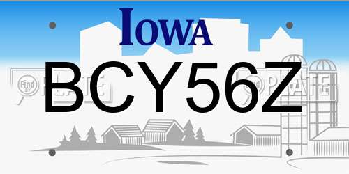 BCY56Z Iowa License Plate
