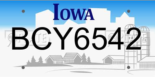 BCY6542 Iowa License Plate