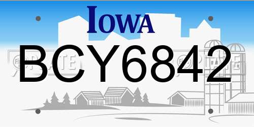 BCY6842 Iowa License Plate