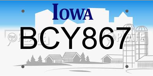BCY867 Iowa License Plate