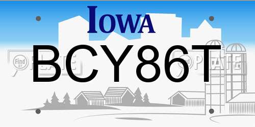 BCY86T Iowa License Plate
