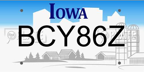BCY86Z Iowa License Plate