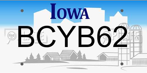 BCYB62 Iowa License Plate