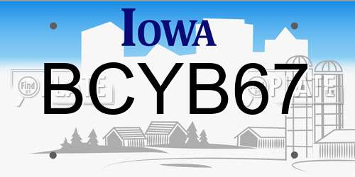 BCYB67 Iowa License Plate
