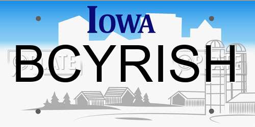BCYRISH Iowa License Plate