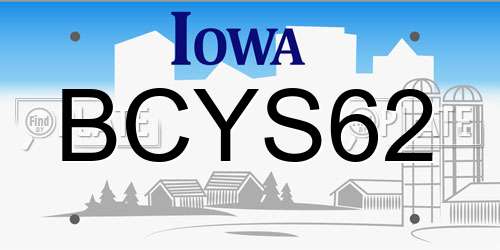 BCYS62 Iowa License Plate