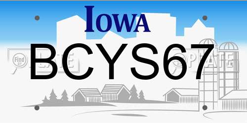 BCYS67 Iowa License Plate