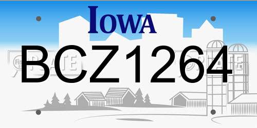 BCZ1264 Iowa License Plate