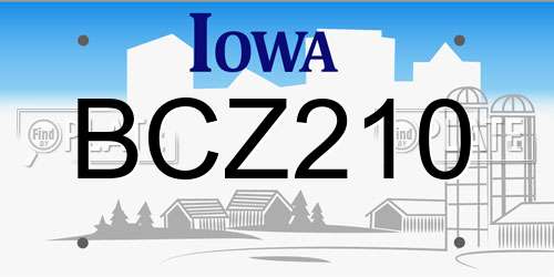 BCZ210 Iowa License Plate