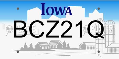 BCZ21Q Iowa License Plate