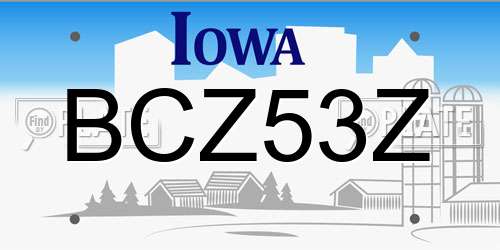 BCZ53Z Iowa License Plate