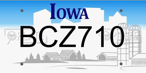 BCZ710 Iowa License Plate