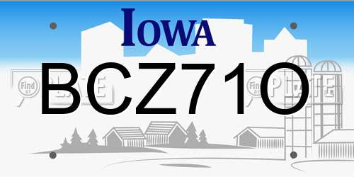 BCZ71O Iowa License Plate