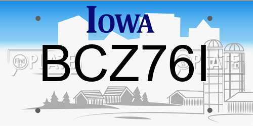 BCZ76I Iowa License Plate