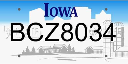 BCZ8034 Iowa License Plate