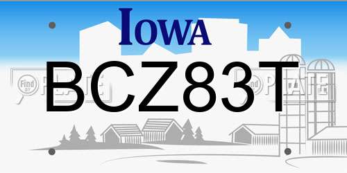 BCZ83T Iowa License Plate