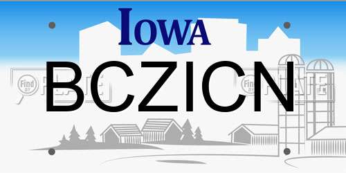 BCZICN Iowa License Plate