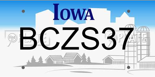 BCZS37 Iowa License Plate