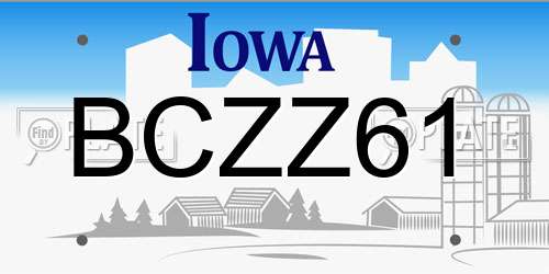 BCZZ61 Iowa License Plate