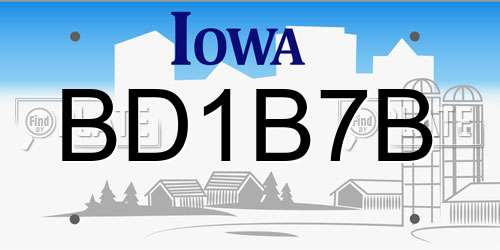 BD1B7B Iowa License Plate