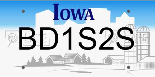 BD1S2S Iowa License Plate