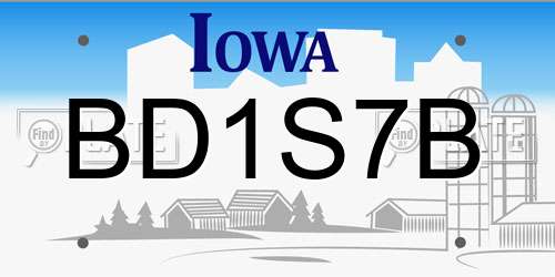 BD1S7B Iowa License Plate