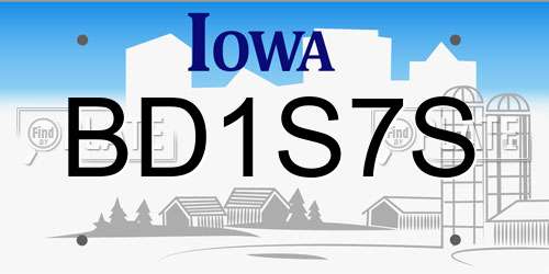 BD1S7S Iowa License Plate