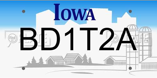 BD1T2A Iowa License Plate