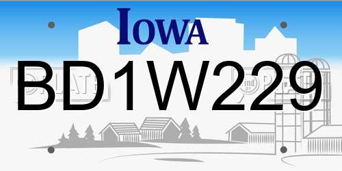 BD1W229 Iowa License Plate