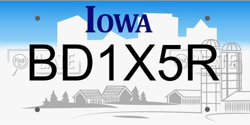 BD1X5R Iowa License Plate