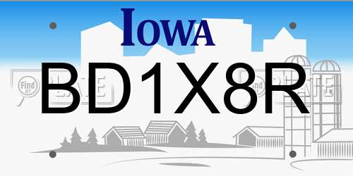 BD1X8R Iowa License Plate