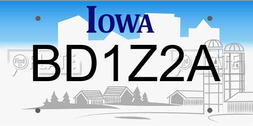 BD1Z2A Iowa License Plate