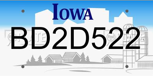 BD2D522 Iowa License Plate
