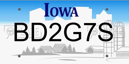 BD2G7S Iowa License Plate