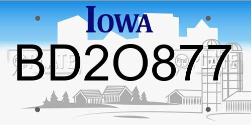 BD2O877 Iowa License Plate