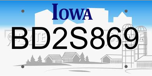 BD2S869 Iowa License Plate