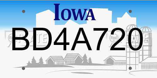 BD4A720 Iowa License Plate