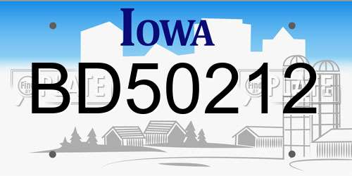 BD50212 Iowa License Plate