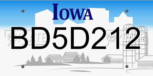 BD5D212 Iowa License Plate