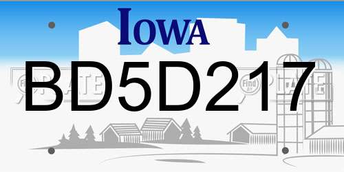 BD5D217 Iowa License Plate
