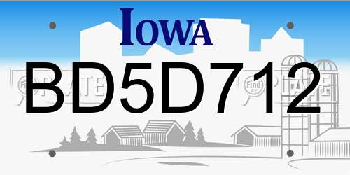 BD5D712 Iowa License Plate