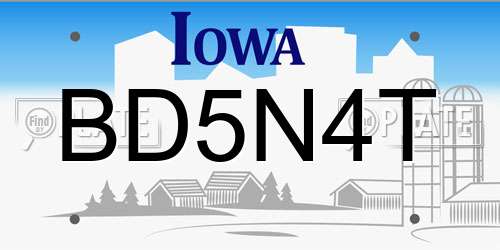 BD5N4T Iowa License Plate