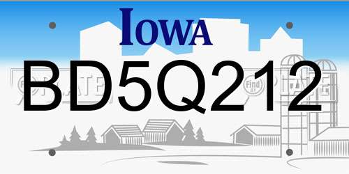 BD5Q212 Iowa License Plate