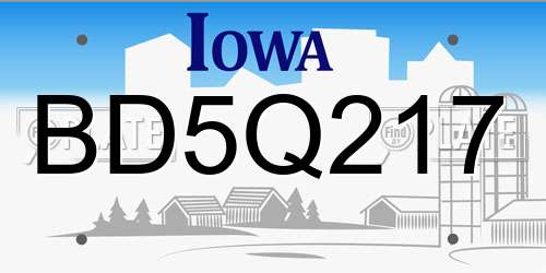 BD5Q217 Iowa License Plate