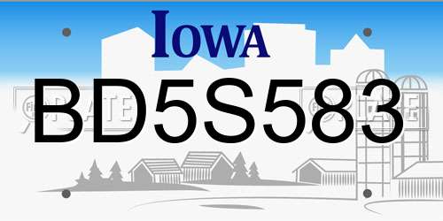 BD5S583 Iowa License Plate
