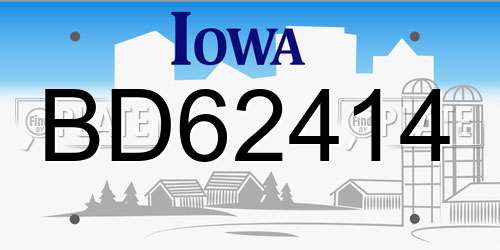 BD62414 Iowa License Plate
