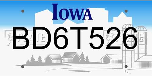 BD6T526 Iowa License Plate